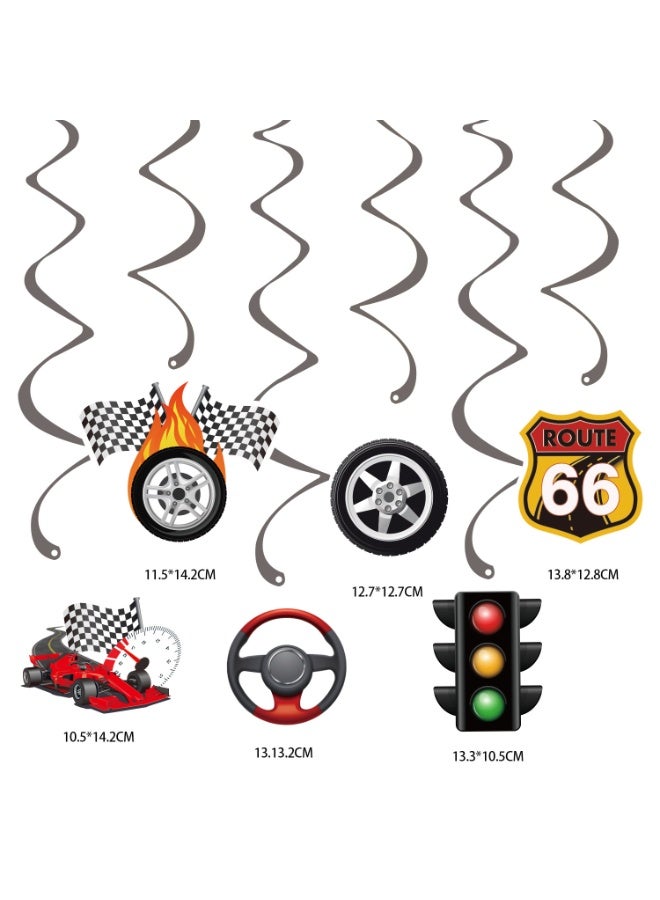 Bukela Racing-themed birthday party decoration set, 34-piece assortment including balloon banners, cake toppers, hanging streamers, and honeycomb centrepiece, specially designed for sports-themed birthday celebrations. - Image 3